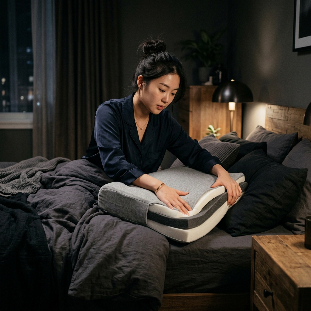 Abstract visualization of spine alignment and sleep science